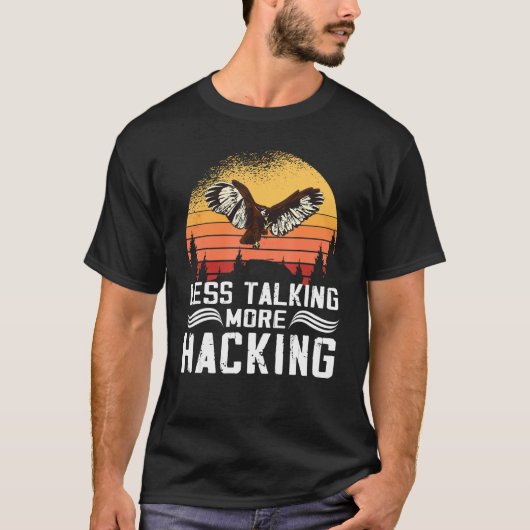 Less Talking more Hacking Sunset Falconer Falconry Tシャツ (正面)