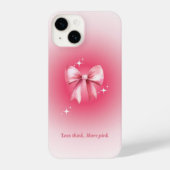 'Less Think. More Pink' Aesthetic Bow-Tie Design iPhoneケース (裏面)