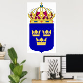 Lesser Coat of Arms Sweden Official Symbol Logo ポスター (ホームオフィス)
