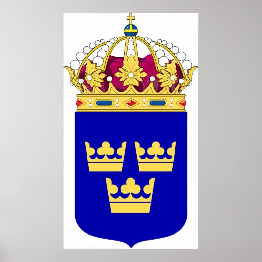 Lesser Coat of Arms Sweden Official Symbol Logo ポスター (正面)