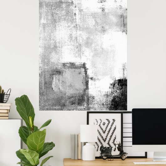 Lessons白黒抽象芸術アート ポスター (ホームオフィス)