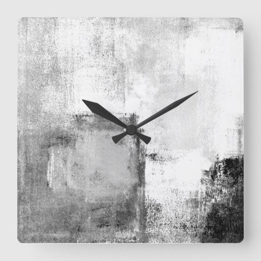 'Lessons'白黒抽象芸術時計 スクエア壁時計 (正面)