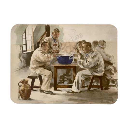 L'Estampe Moder食べ物の兵舎でののスープ マグネット (横)