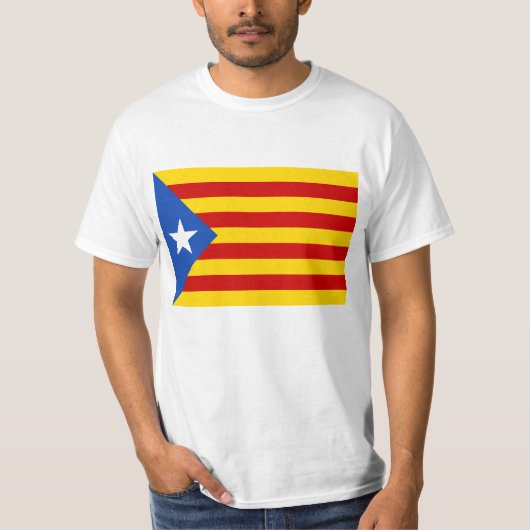 "L'Estelada Blava"のカタロニアの独立旗 Tシャツ (正面)