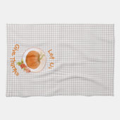 Let 与え Us 感謝してい Pumpkin And Flowers キッチンタオル (横)