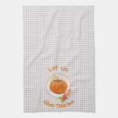 Let 与え Us 感謝してい Pumpkin And Flowers キッチンタオル (縦)