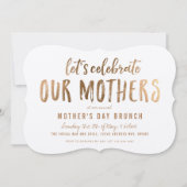 Let 祝 Mothers Day Brunchフェイク金ゴールド 招待状 (正面)