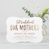 Let 祝 Mothers Day Brunchフェイク金ゴールド 招待状 (スタンド正面)