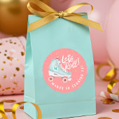 Let 転がおもしろいレトロローラースケートビデオ ラウンドシール