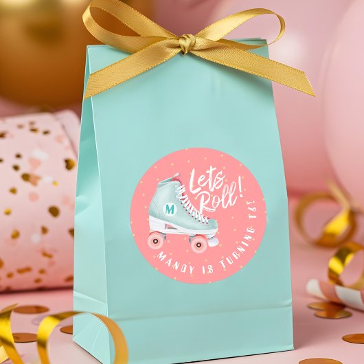 Let 転がおもしろいレトロローラースケートビデオ ラウンドシール