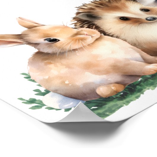  let adventure begin animals baby shower welcome ポスター (角)