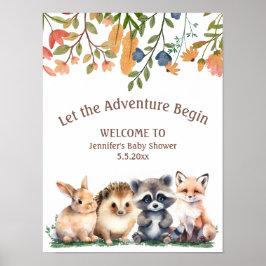  let adventure begin animals baby shower welcome ポスター