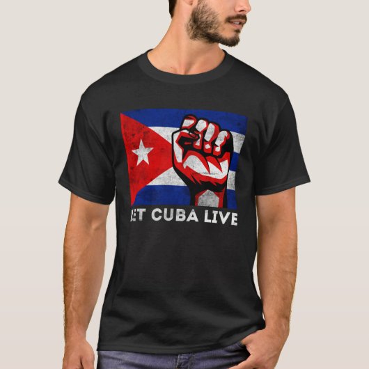 Let Cuba Live Patria Y Vida Free Sos Cuba Flag Tシャツ (正面)