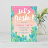 Let fiesta Cacti pattern water color summerパーティー 招待状 (スタンド正面)