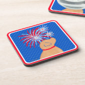 Let Freedomリングや輪イエロードッグコースターセット コースター (左側)