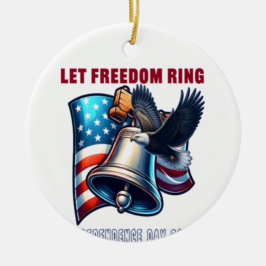 Let Freedomリングや輪トレンド引用文 セラミックオーナメント (正面)