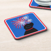 Let Freedomリングや輪ブラックドッグコースターセット コースター (左側)