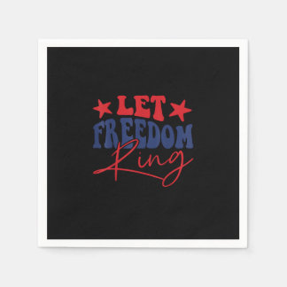 Let Freedomリングや輪レトロヴィンテージ スタンダードカクテルナプキン