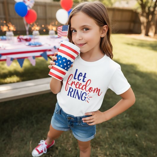 Let Freedomリングや輪7月4日Tシャツ子供へ Tシャツ