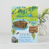 Let Get魚釣り誕生日招待状カード (スタンド正面)