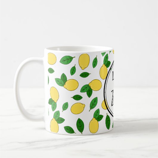 Let get Zesty おもしろい引用文レモンクリップアートパターン コーヒーマグカップ (左)