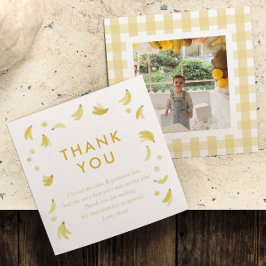 「Let Go Bananas」バナナのパーティーパーソナライズされた写真 サンキューカード