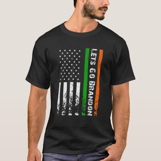 Let Go Brandon Irish American Flag Ireland ST PAT Tシャツ (正面)