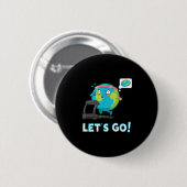 Let Go Globe Shirt おもしろい Gym Motivation Flat Eart 缶バッジ (正面&裏面)