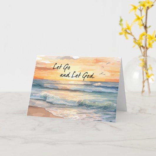 Let Go Let God Sunset Recovery Support カード (黄色い花)