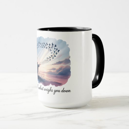 Let Go - Watercolor Dove Flight Mug マグカップ (正面右)