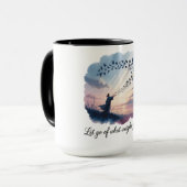 Let Go - Watercolor Dove Flight Mug マグカップ (正面左)