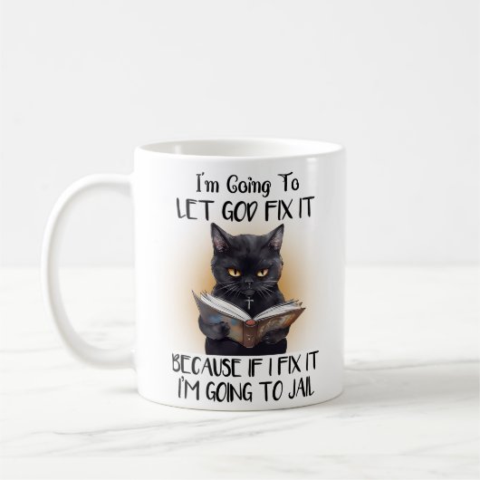Let God Funny Cat Mug コーヒーマグカップ (左)