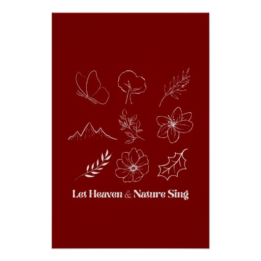 Let Heaven and Nature Sing Floral Line Art ポスター (正面)