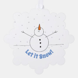 Let is Snow Happy雪だるまとPhoto Back オーナメントカード