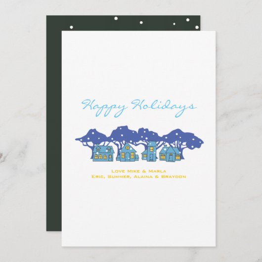 LET IT雪の休日の家族グリーティングカード シーズンカード (正面/裏面)