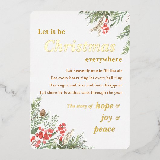 Let it be Christmas everywhere Foil Christmas Card 箔シーズンカード (正面)