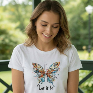 “Let It Be” Colorful Butterfly Inspirational Art  Tシャツ