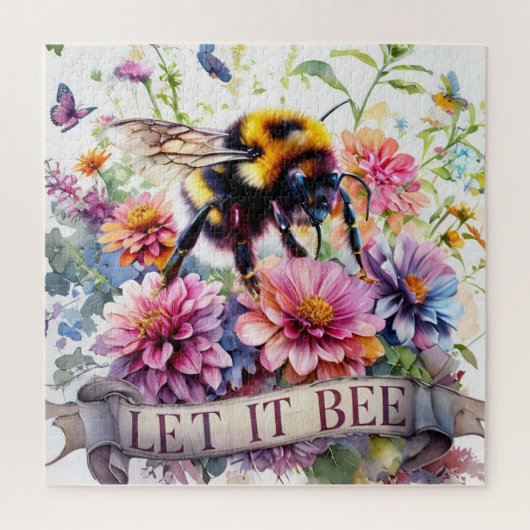 Let It Bee ~水彩ミツバチの春の花々~ ジグソーパズル (縦)