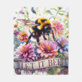 Let It Bee ~水彩ミツバチの春の花々~ フリースブランケット (正面)
