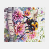 Let It Bee ~水彩ミツバチの春の花々~ フリースブランケット (正面(横))