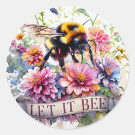Let It Bee ~水彩ミツバチの春の花々~ ラウンドシール