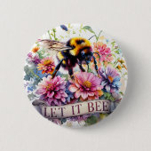 Let It Bee ~水彩ミツバチの春の花々~ 缶バッジ (正面)
