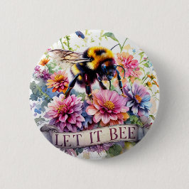 Let It Bee ~水彩ミツバチの春の花々~ 缶バッジ