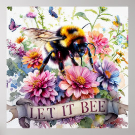 Let It Bee 〜水彩ミツバチの春の花〜 ポスター