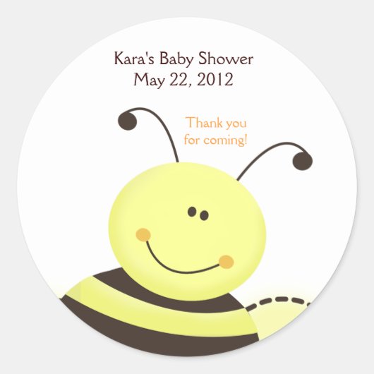 Let it Bee Baby Shower Favy Sticker ラウンドシール (正面)