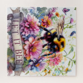 Let It Bee – Watercolor Bumblebee Spring Floral  ジグソーパズル (横)