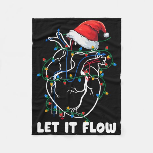 Let It Flow Anatomy Heart Cardiac Nurse Santa Hat  フリースブランケット (正面)