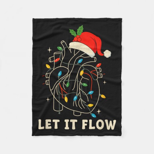 Let It Flow Funny Anatomical Heart Christmas, Medi フリースブランケット (正面)
