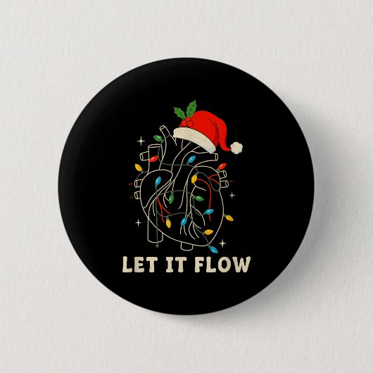 Let It Flow Funny Anatomical Heart Christmas, Medi 缶バッジ (正面)