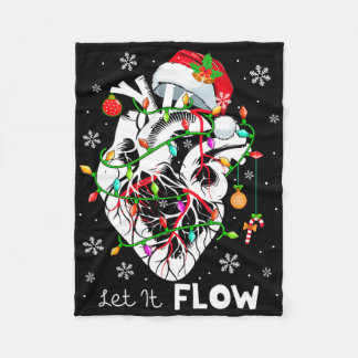 Let It Flowing Xmas Anatomy Santa Heart Part Cardi フリースブランケット